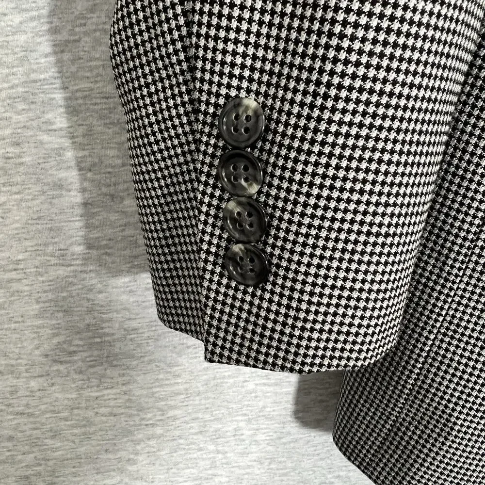 Vintage Hart Schaffner‎ Marx Houndstooth Sport Jacket Blazer Mens 42R USA Black